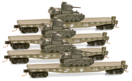 US Army - Flat, 50ft. with M3 Tank Load - Micro-Trains 993 00 062